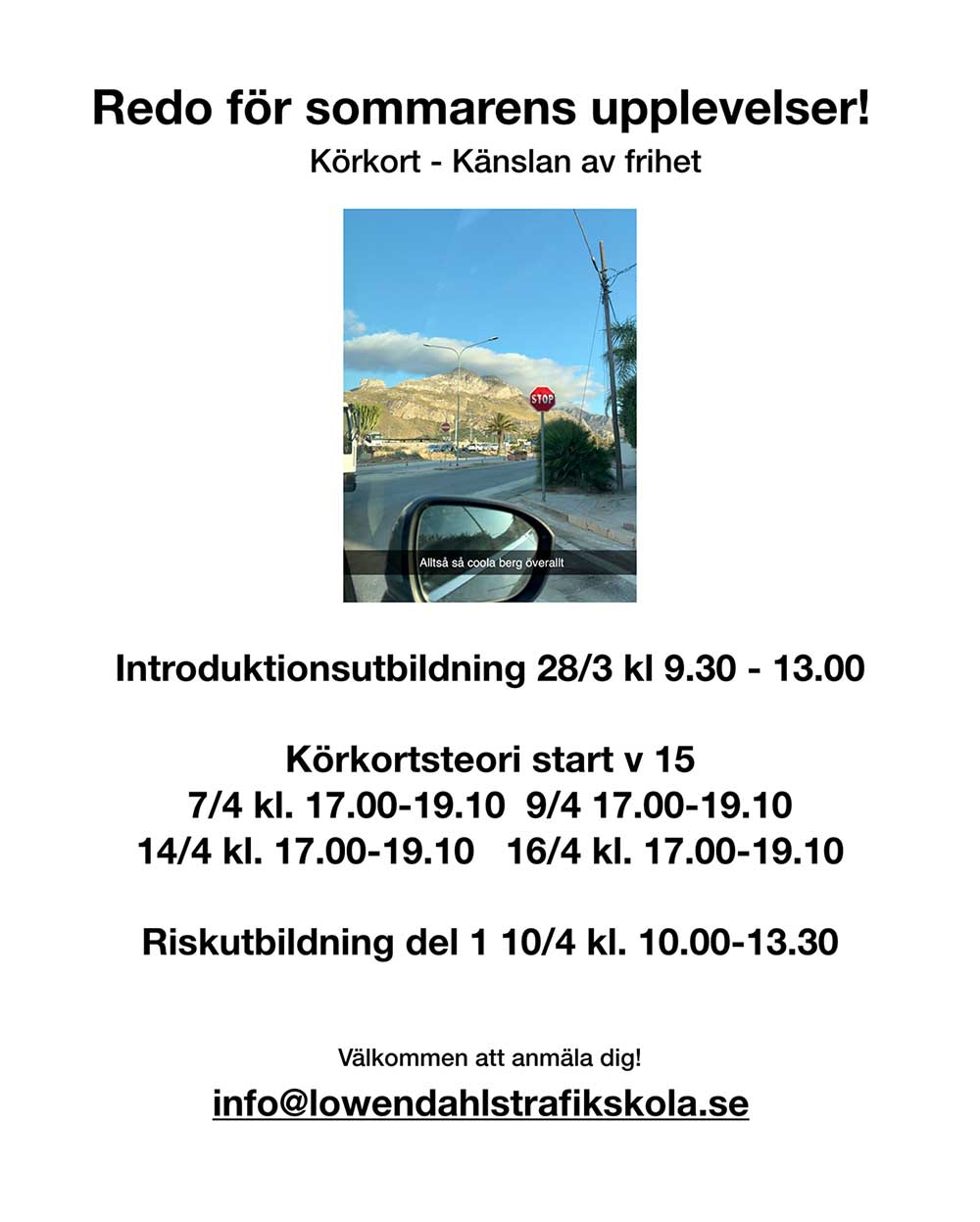 En bild på en väg en solig sommardag